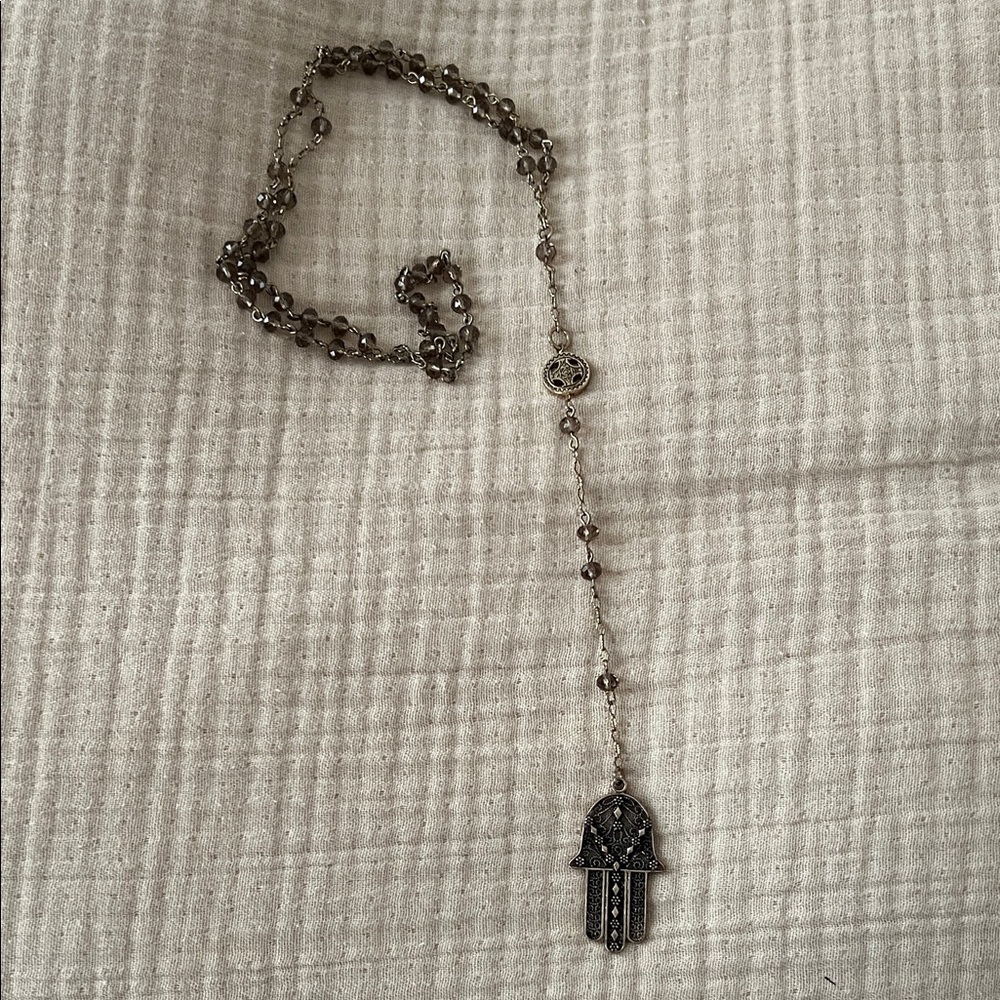 Rosary Hamsa Necklace